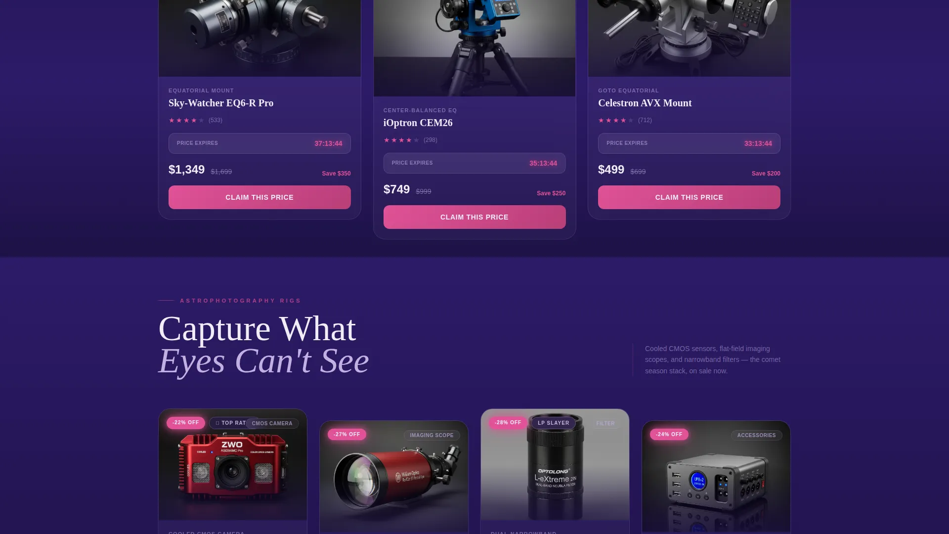 Astronomy Gear Sale Landing Page Template