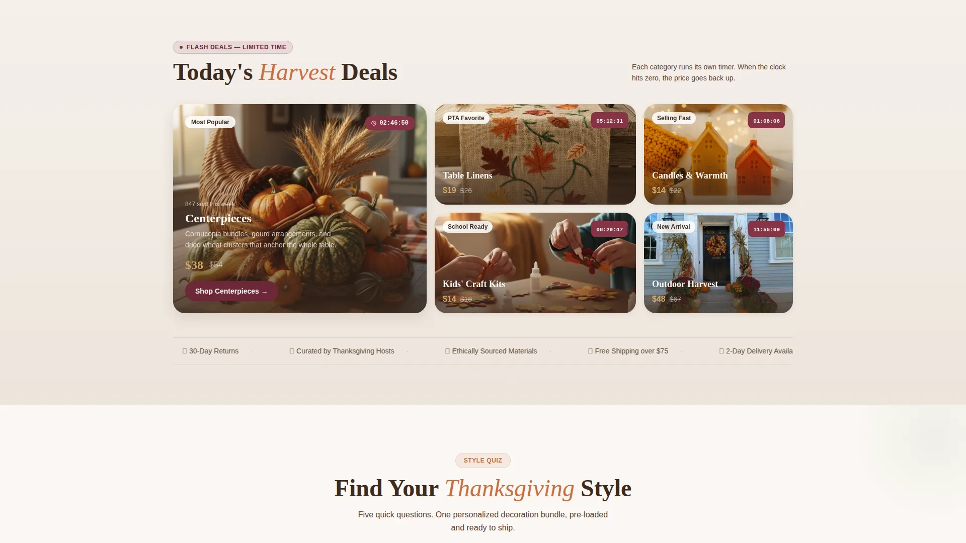 Thanksgiving Decoration Marketplace Landing Page