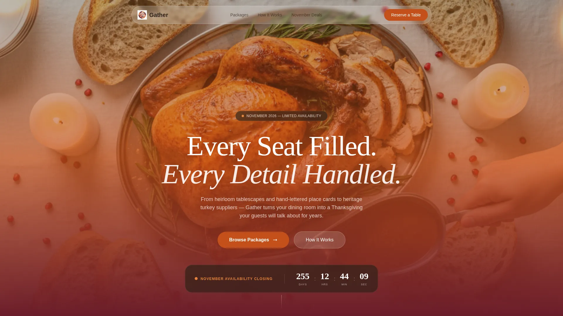 Thanksgiving Event Planner Landing Page Template