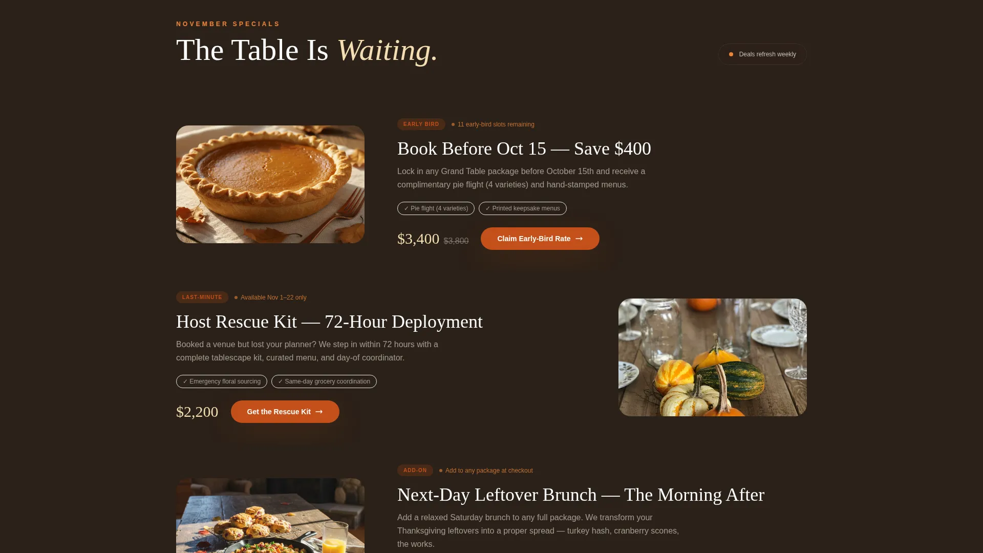 Thanksgiving Event Planner Landing Page Template