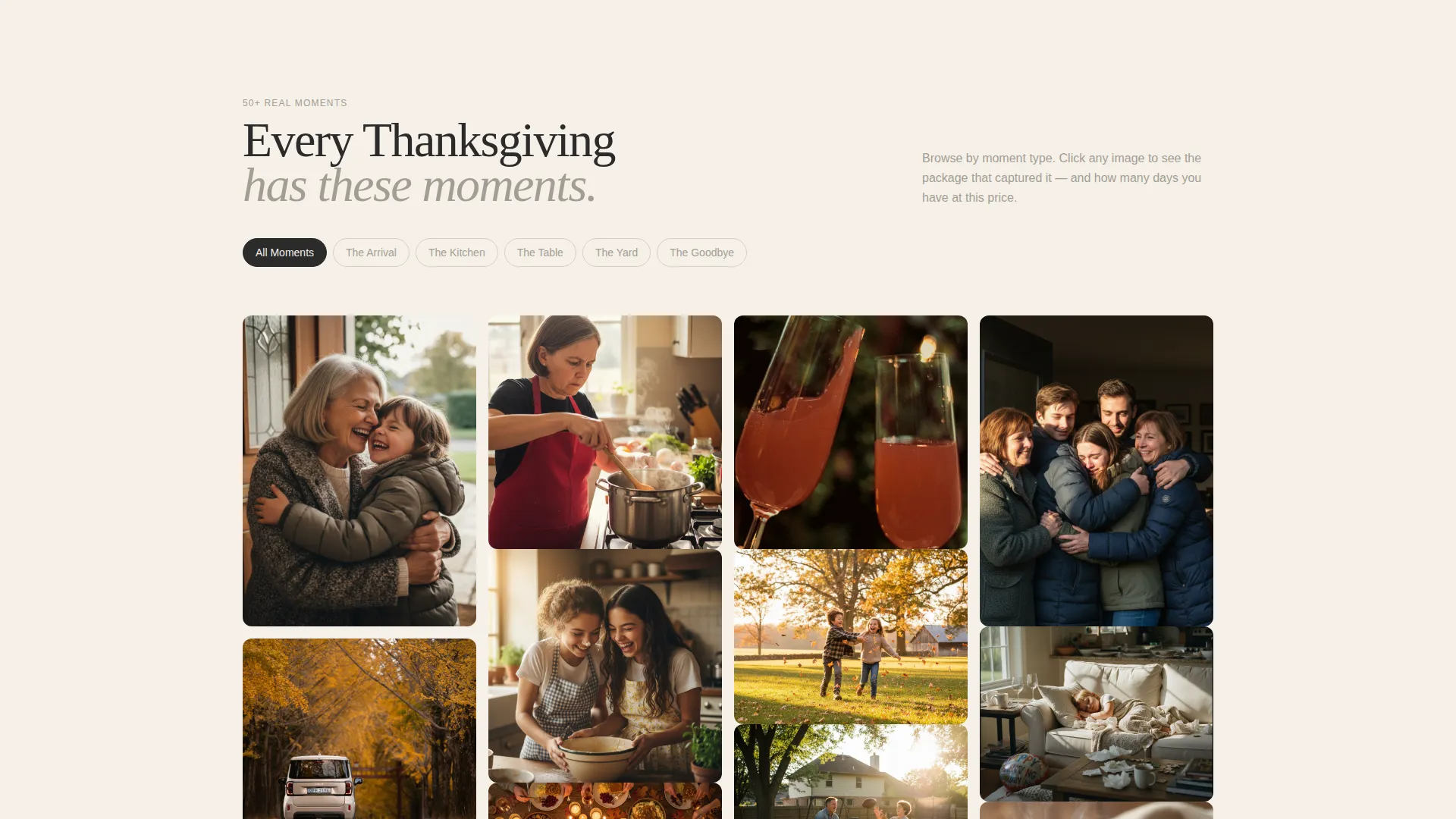 Thanksgiving Photo & Video Service Landing Page