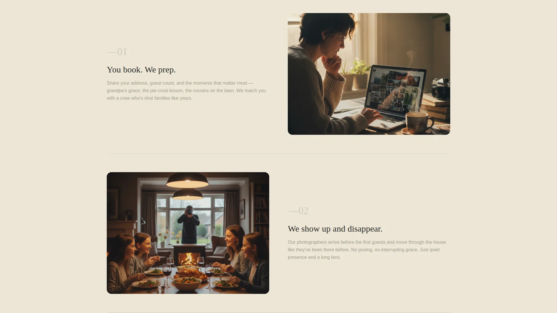 Thanksgiving Photo & Video Service Landing Page
