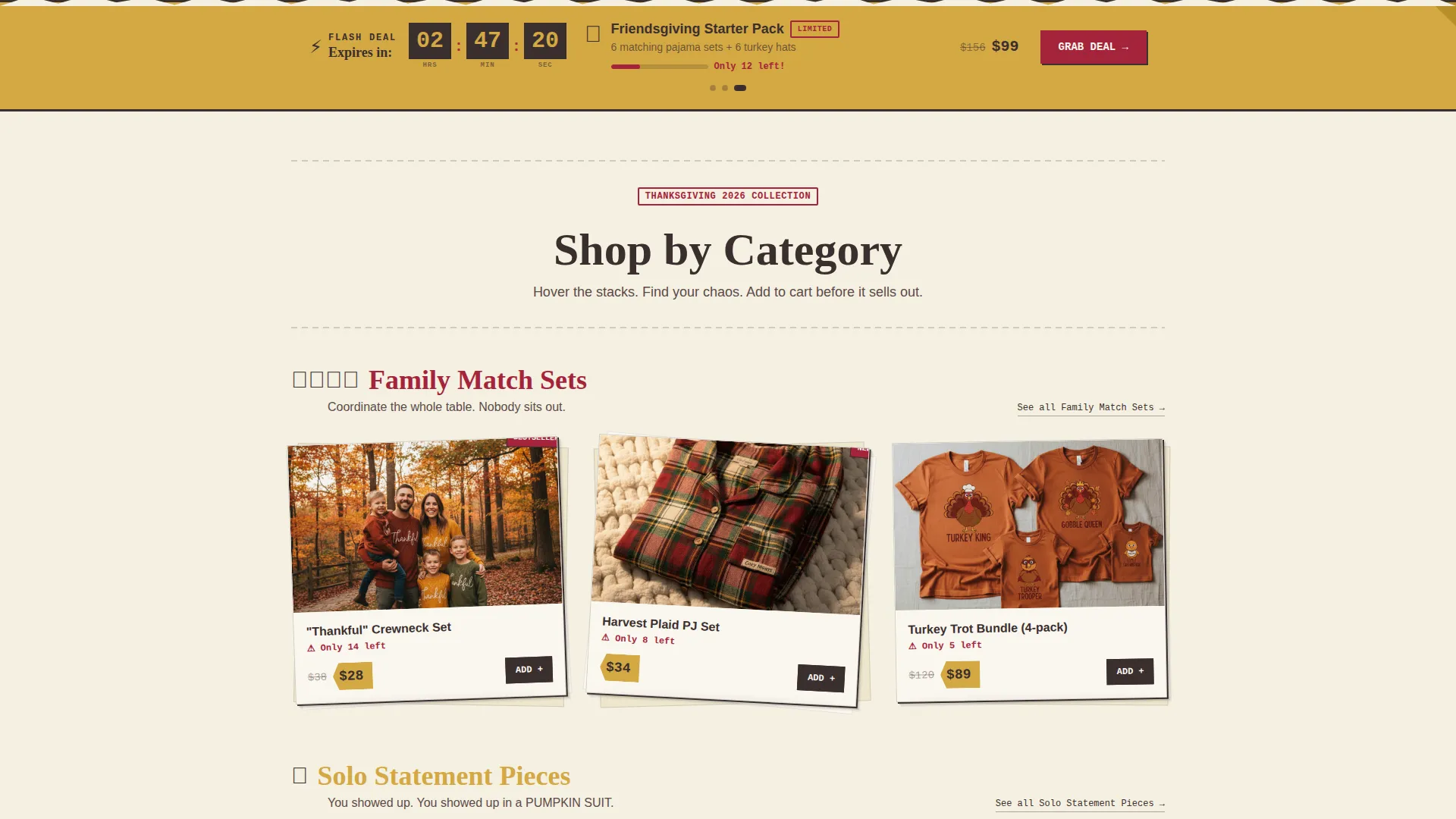 Festive Thanksgiving Costume Landing Page Template