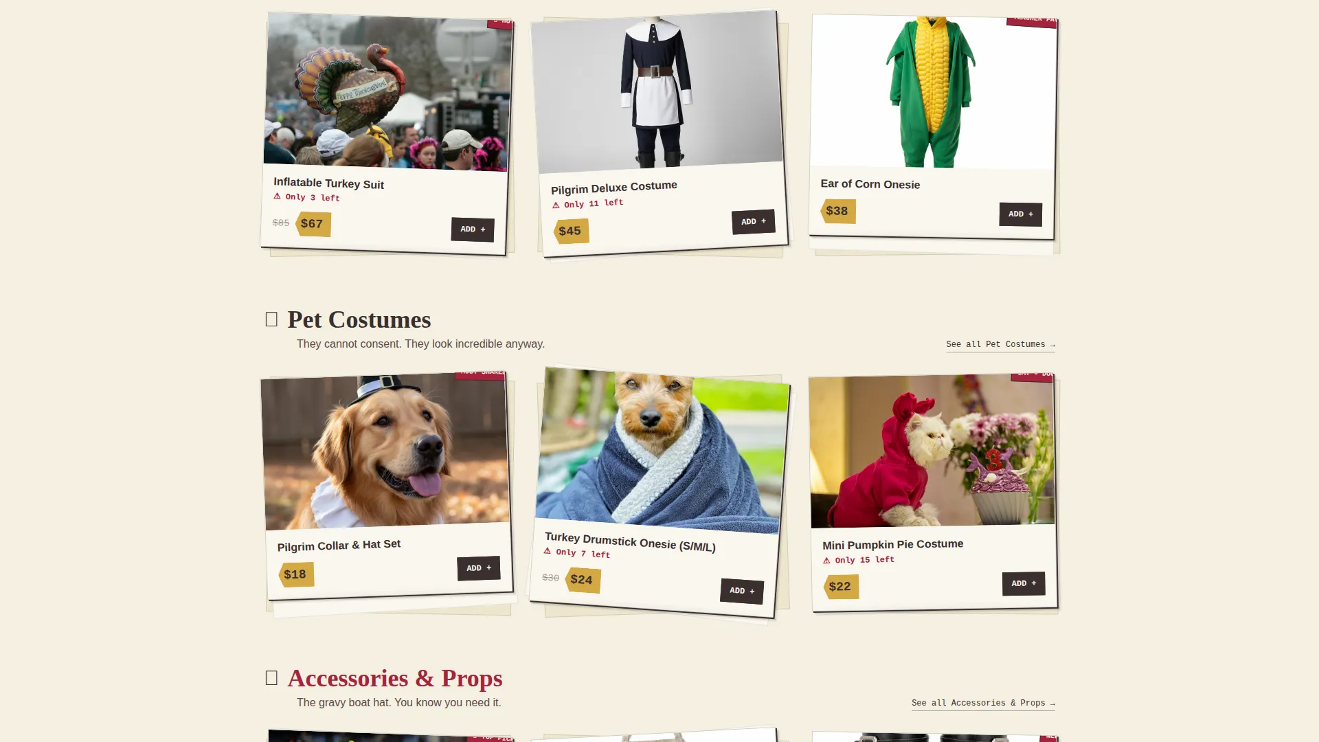 Festive Thanksgiving Costume Landing Page Template