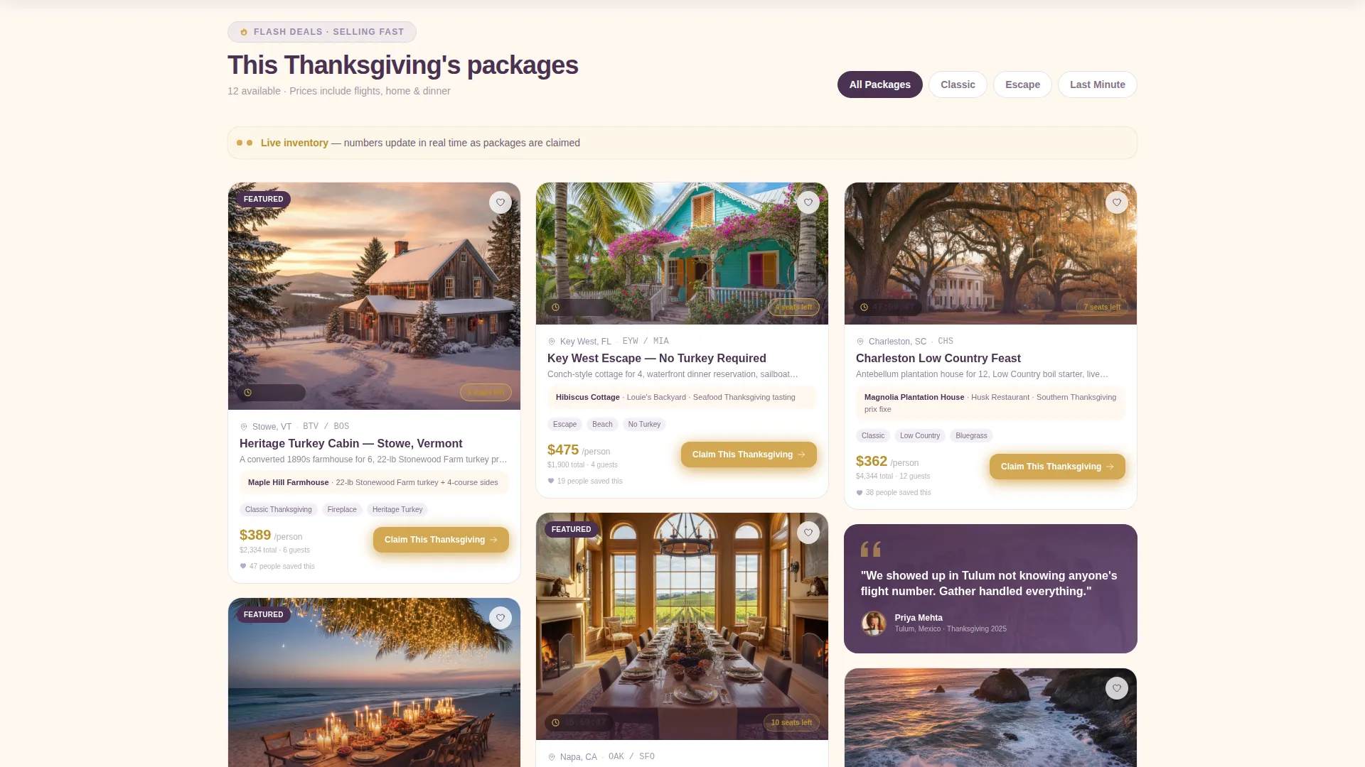 Thanksgiving Travel Package Landing Page Template