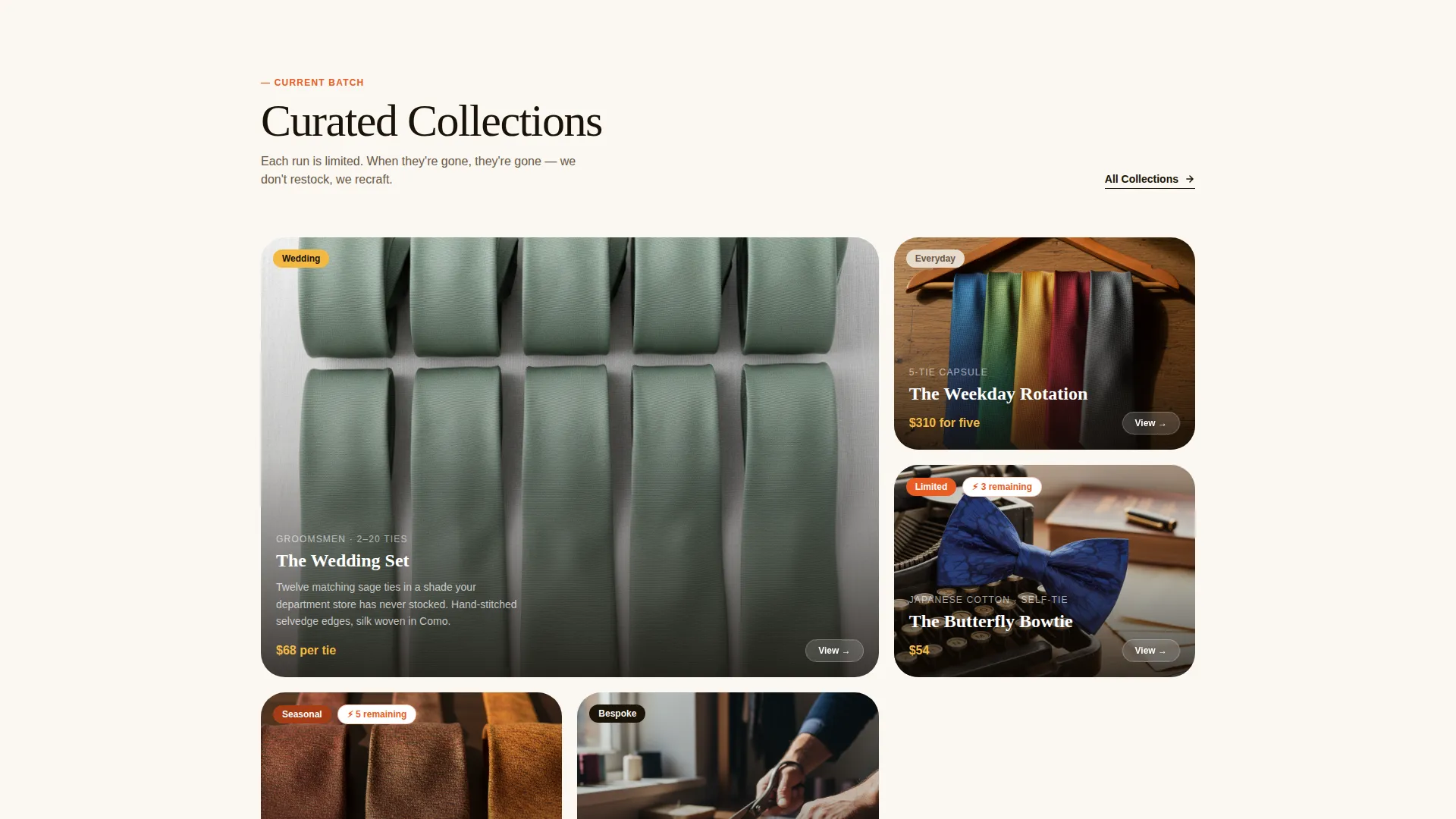 Artisan Neckwear Landing Page Template
