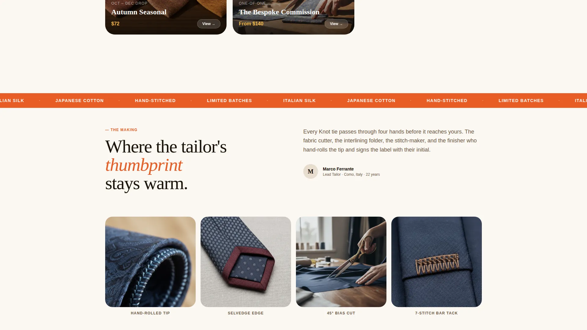 Artisan Neckwear Landing Page Template