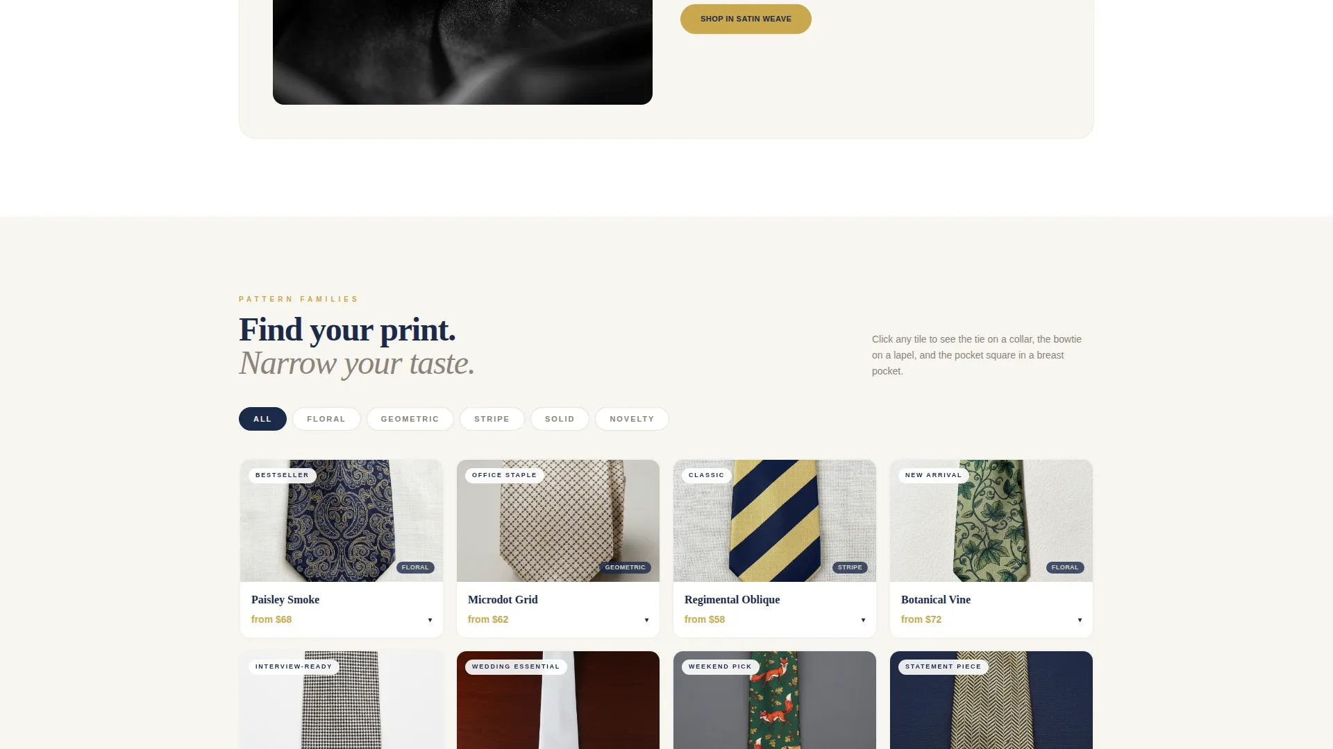 Elegant Ties & Bowties Landing Page Template