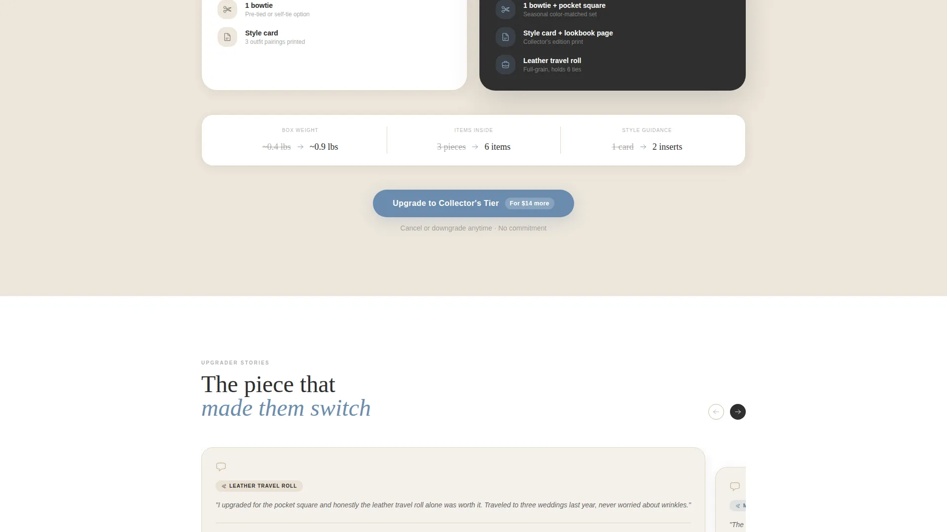 Curated Neckwear Subscription Box Landing Page