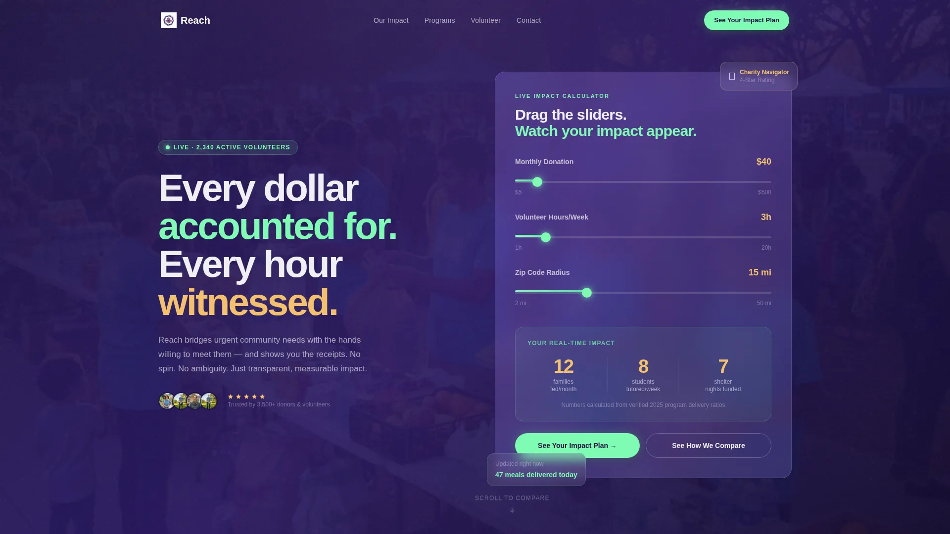 Transparent Nonprofit Landing Page Template