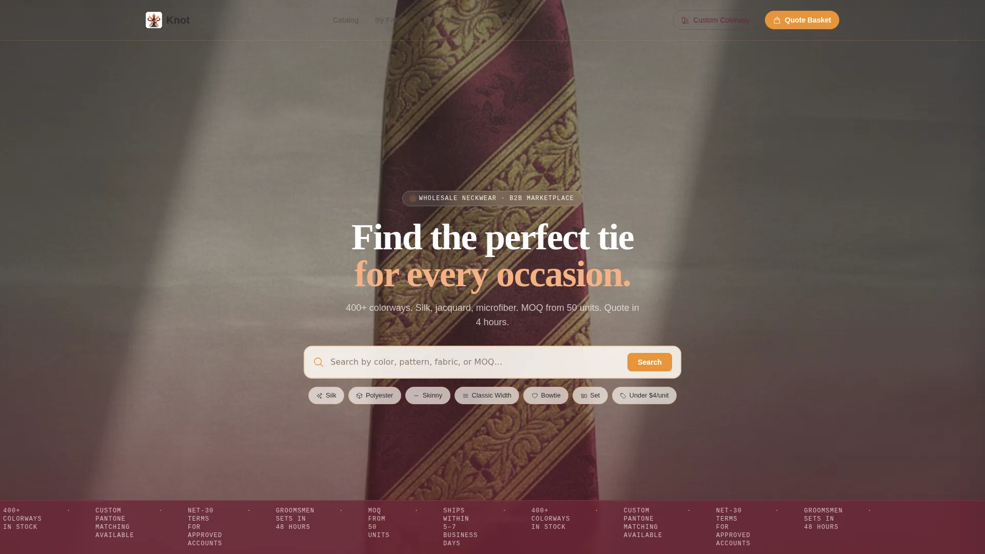 Wholesale Ties & Bowties B2B Landing Page Template
