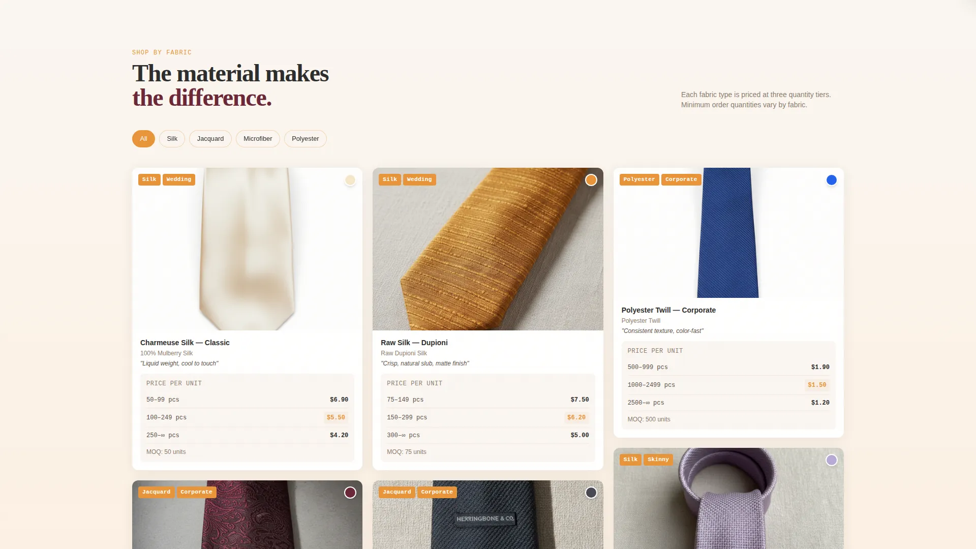 Wholesale Ties & Bowties B2B Landing Page Template