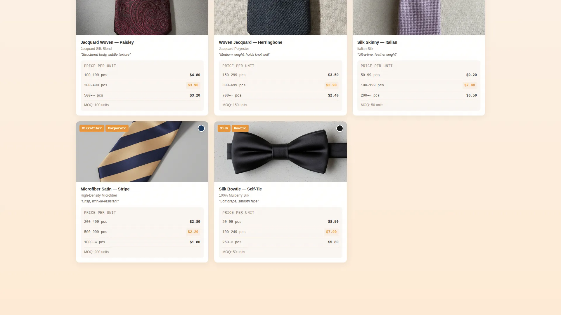 Wholesale Ties & Bowties B2B Landing Page Template