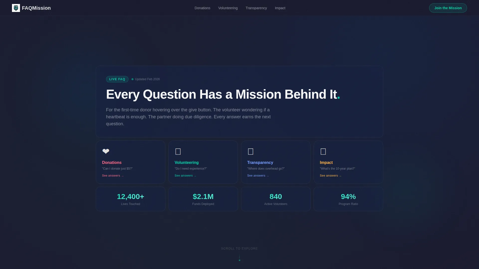 Nonprofit Organization FAQ Website Template