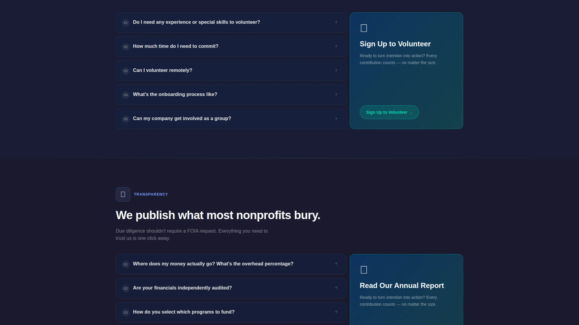 Nonprofit Organization FAQ Website Template