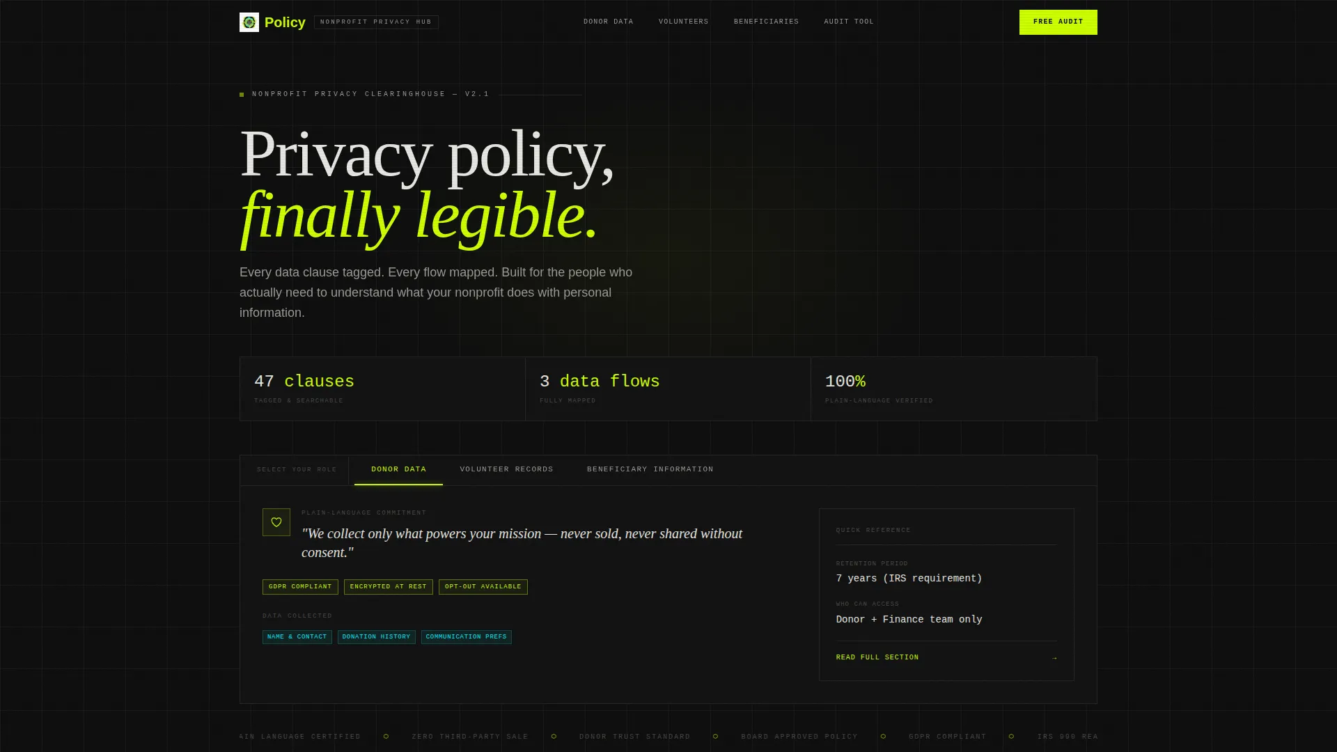 Nonprofit Organization Privacy Policy Website Template