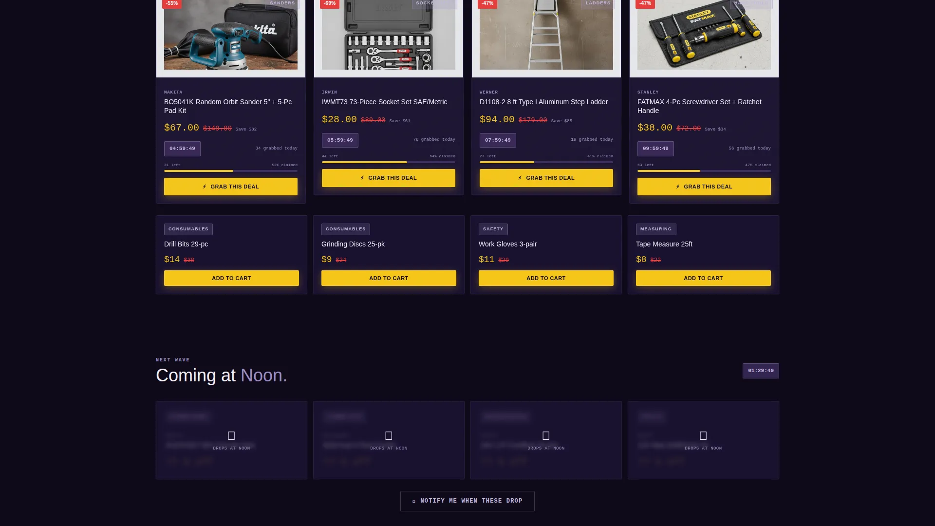 Tools & Hardware Flash Sale Landing Page Template