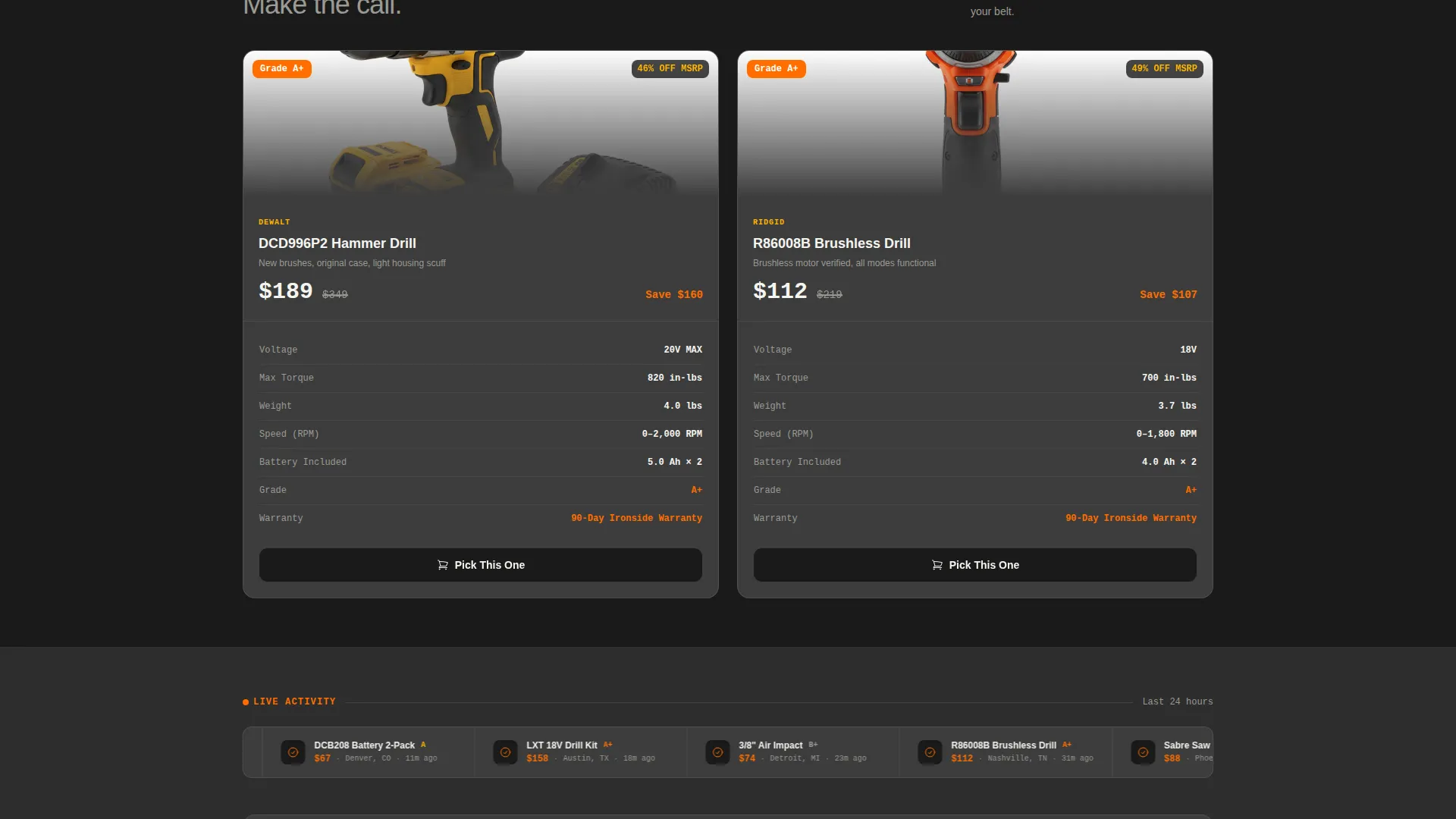 Refurbished Tools Store Landing Page Template