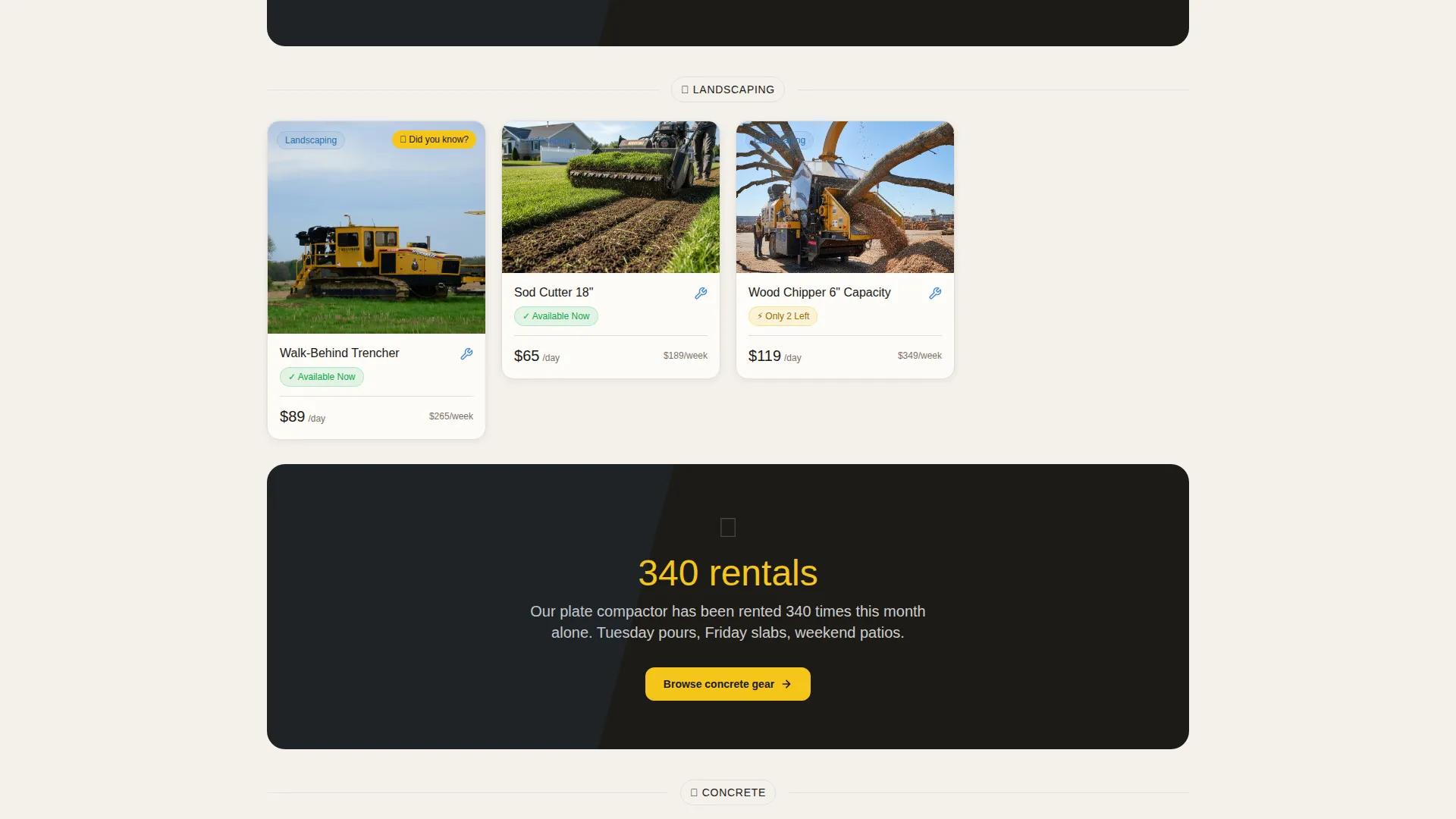 Tools & Hardware Rental Landing Page Template