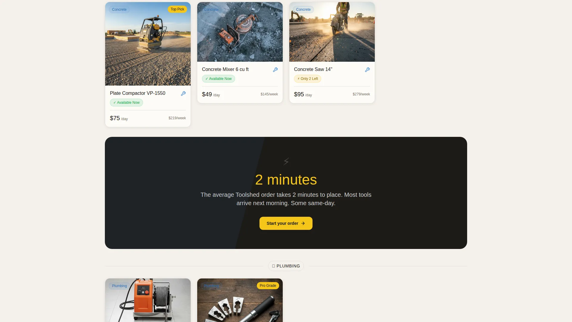 Tools & Hardware Rental Landing Page Template