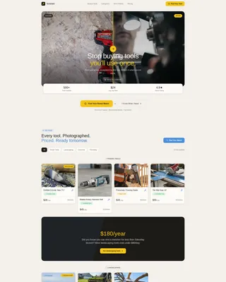 Tools & Hardware Rental Landing Page Template