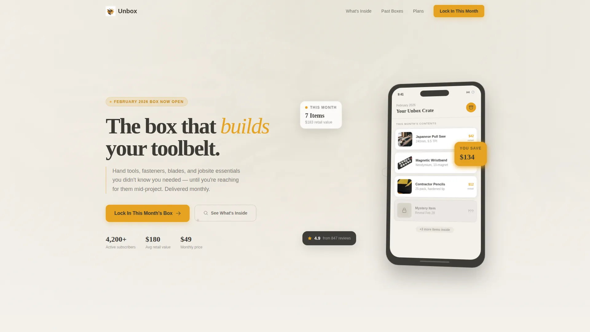 Tools Subscription Box Landing Page Template