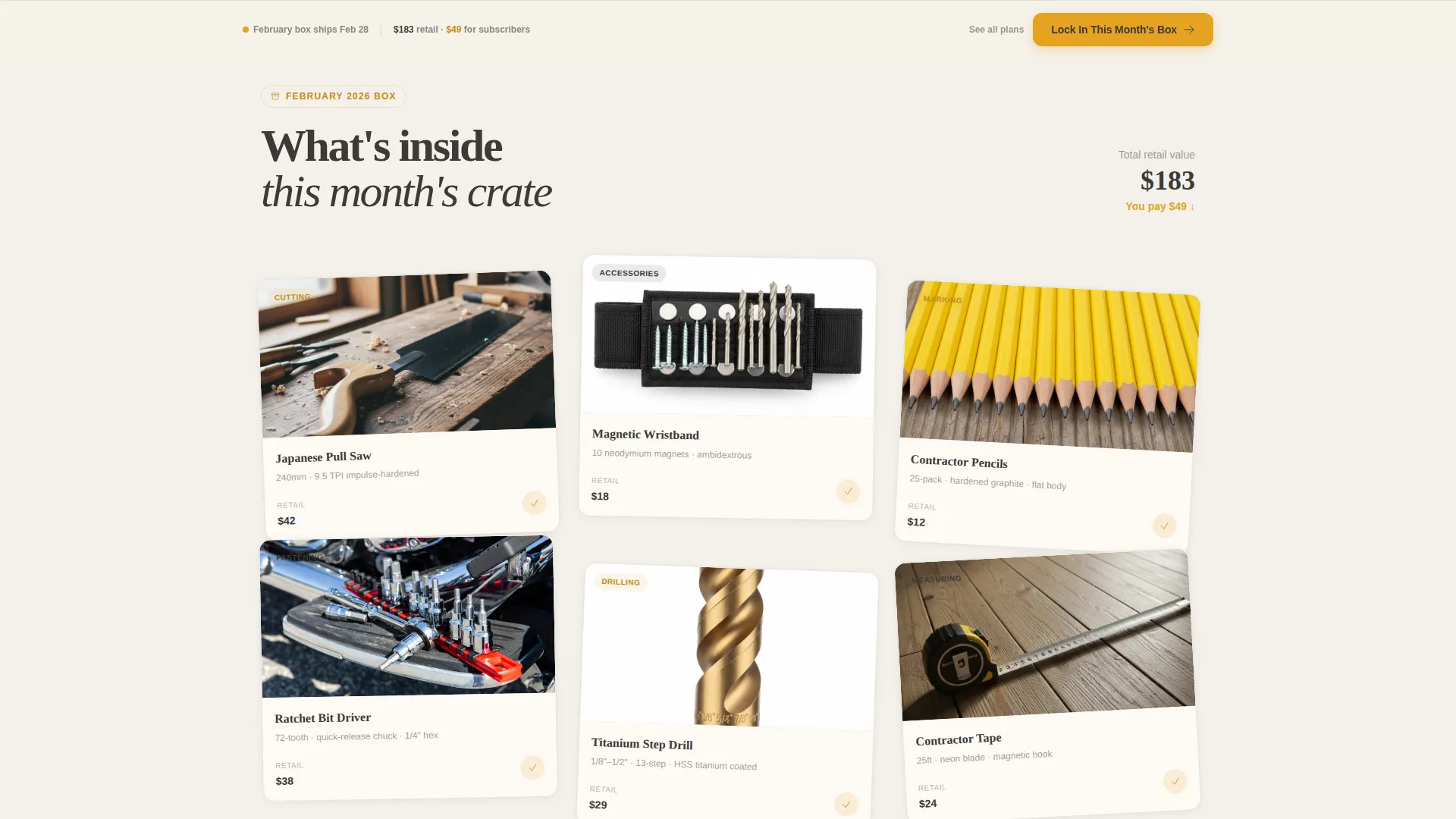 Tools Subscription Box Landing Page Template