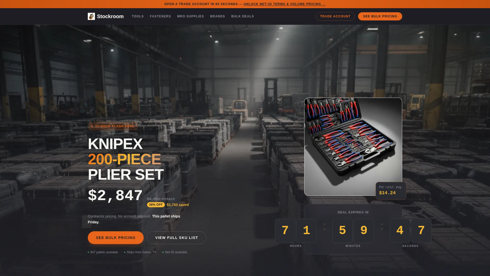 Bold Hardware Wholesale Landing Page Template