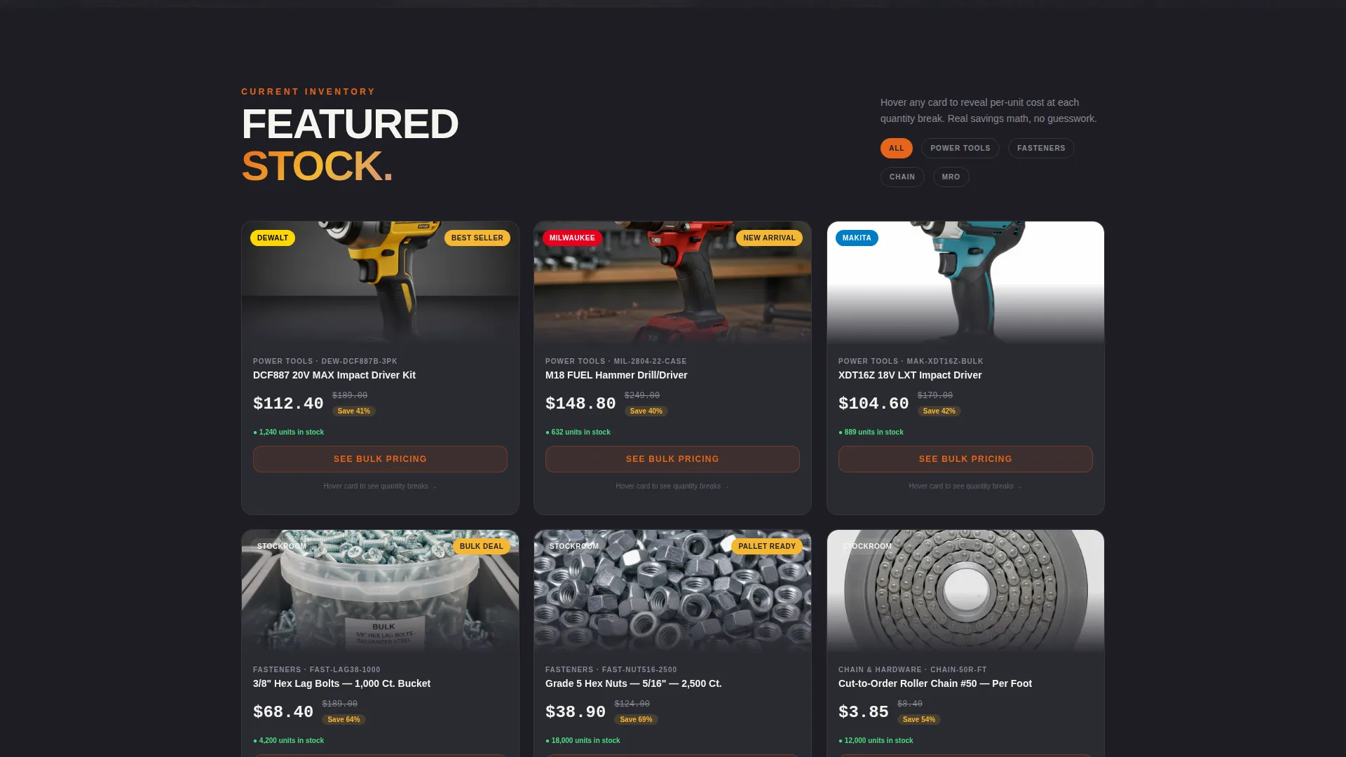 Bold Hardware Wholesale Landing Page Template