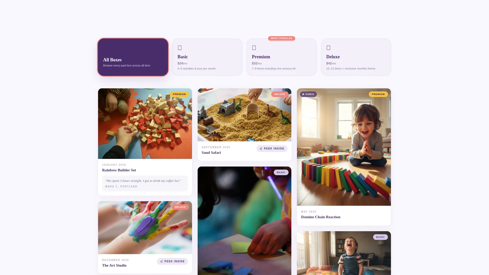 Local Subscription Box Services Pricing & Packages Website Template