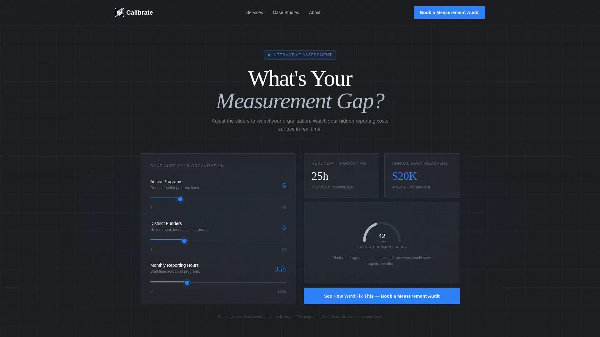 Nonprofit Measurement Consultancy Landing Page