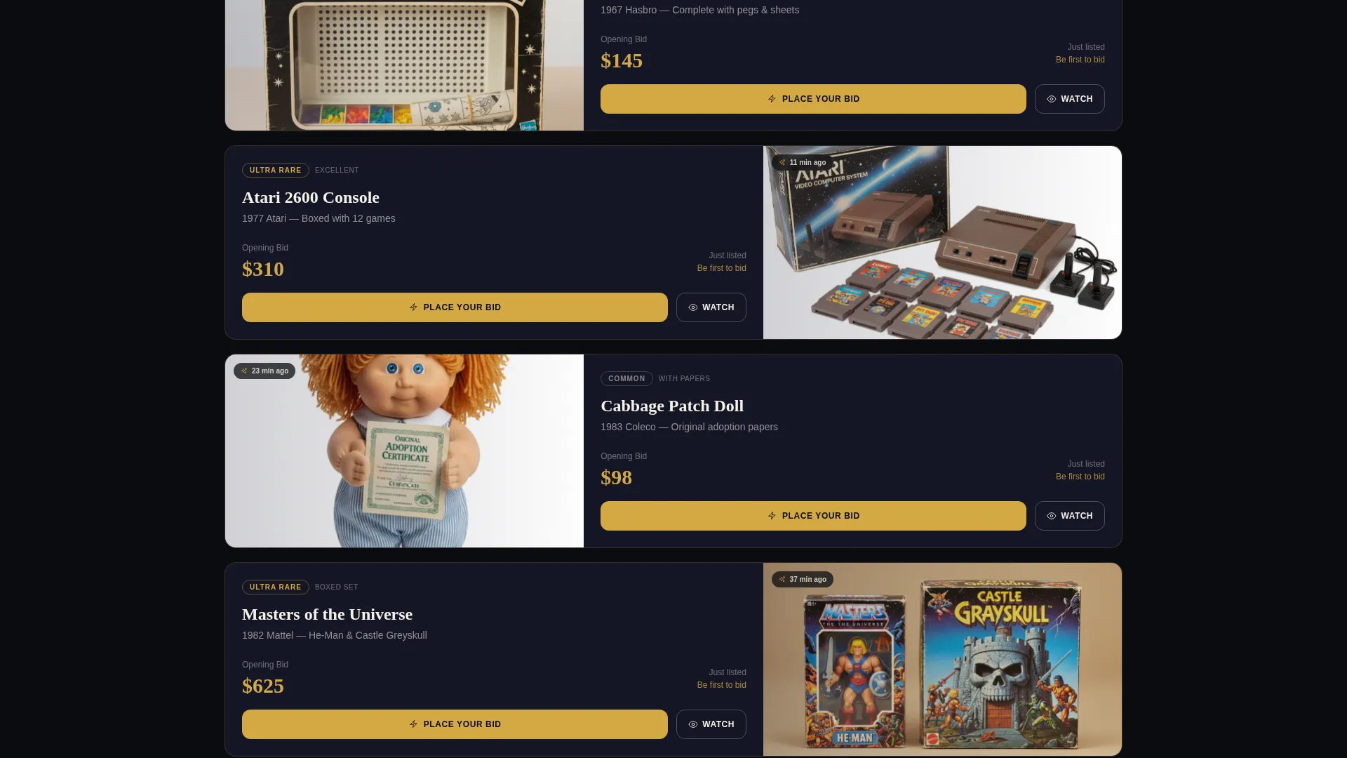 Rare Collectibles Auction Landing Page Template