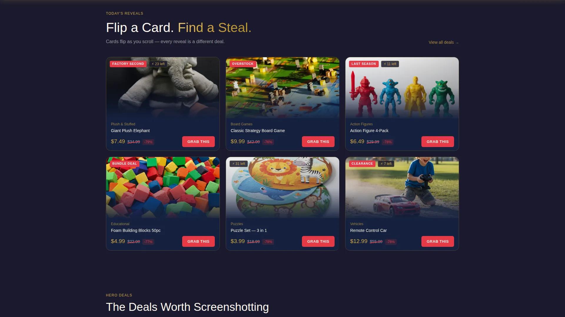Toys Bento Grid Landing Page Template