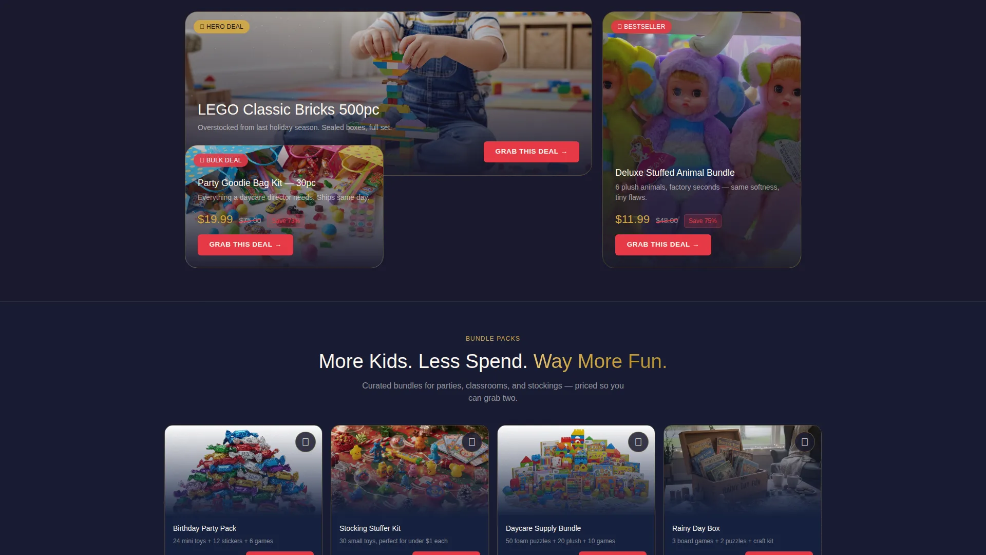 Toys Bento Grid Landing Page Template