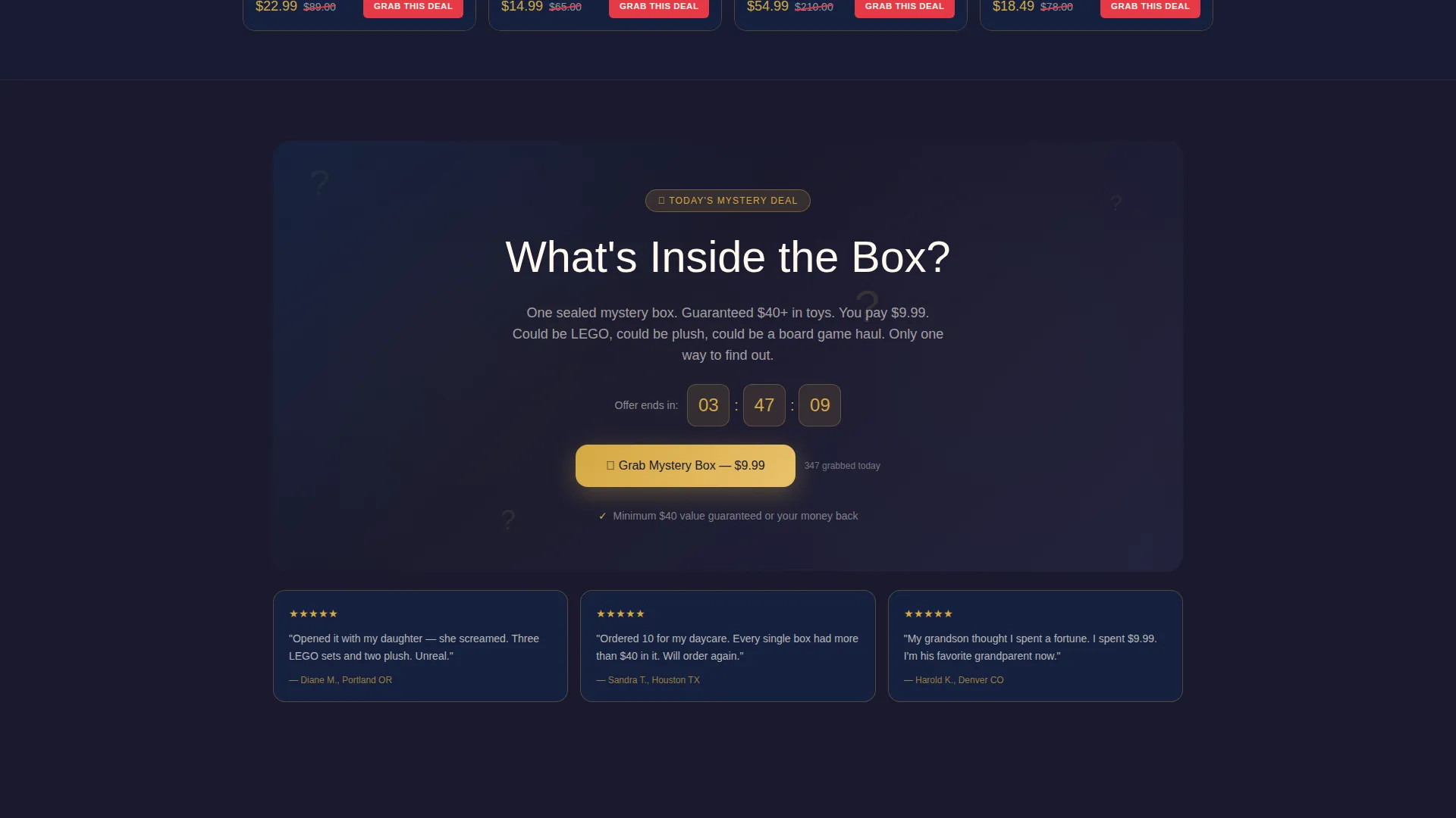 Toys Bento Grid Landing Page Template