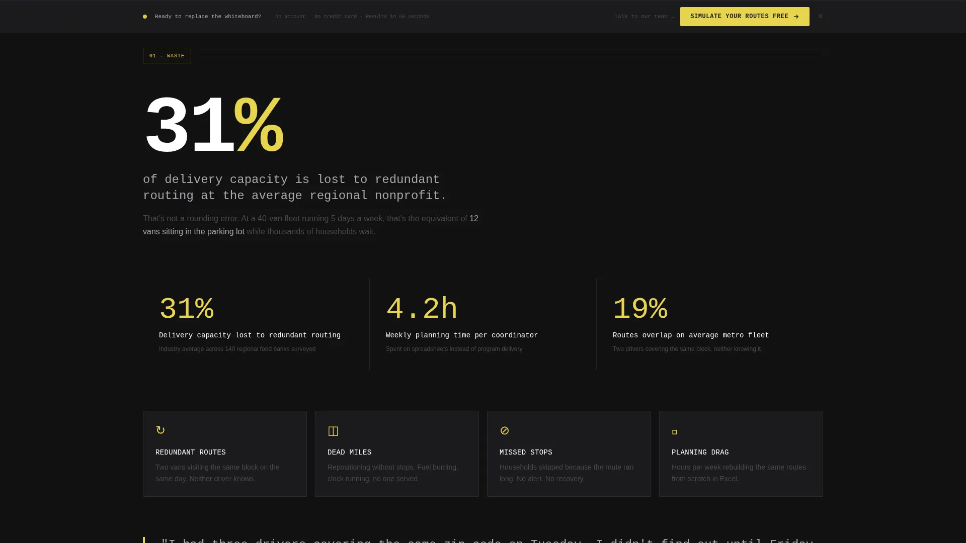 Nonprofit Route Optimization Landing Page Template