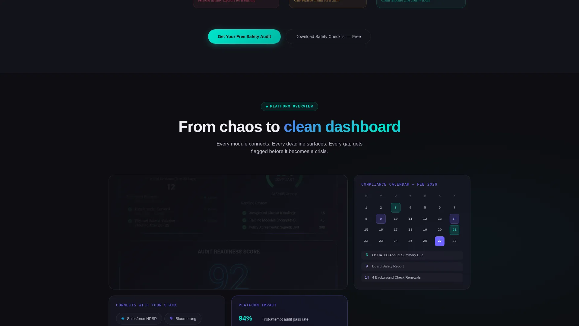 Nonprofit Safety Management Landing Page Template