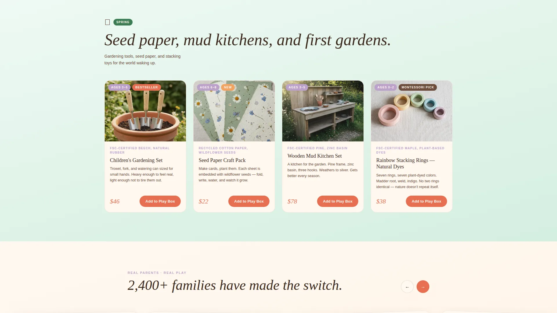 Organic Toys Store Landing Page Template