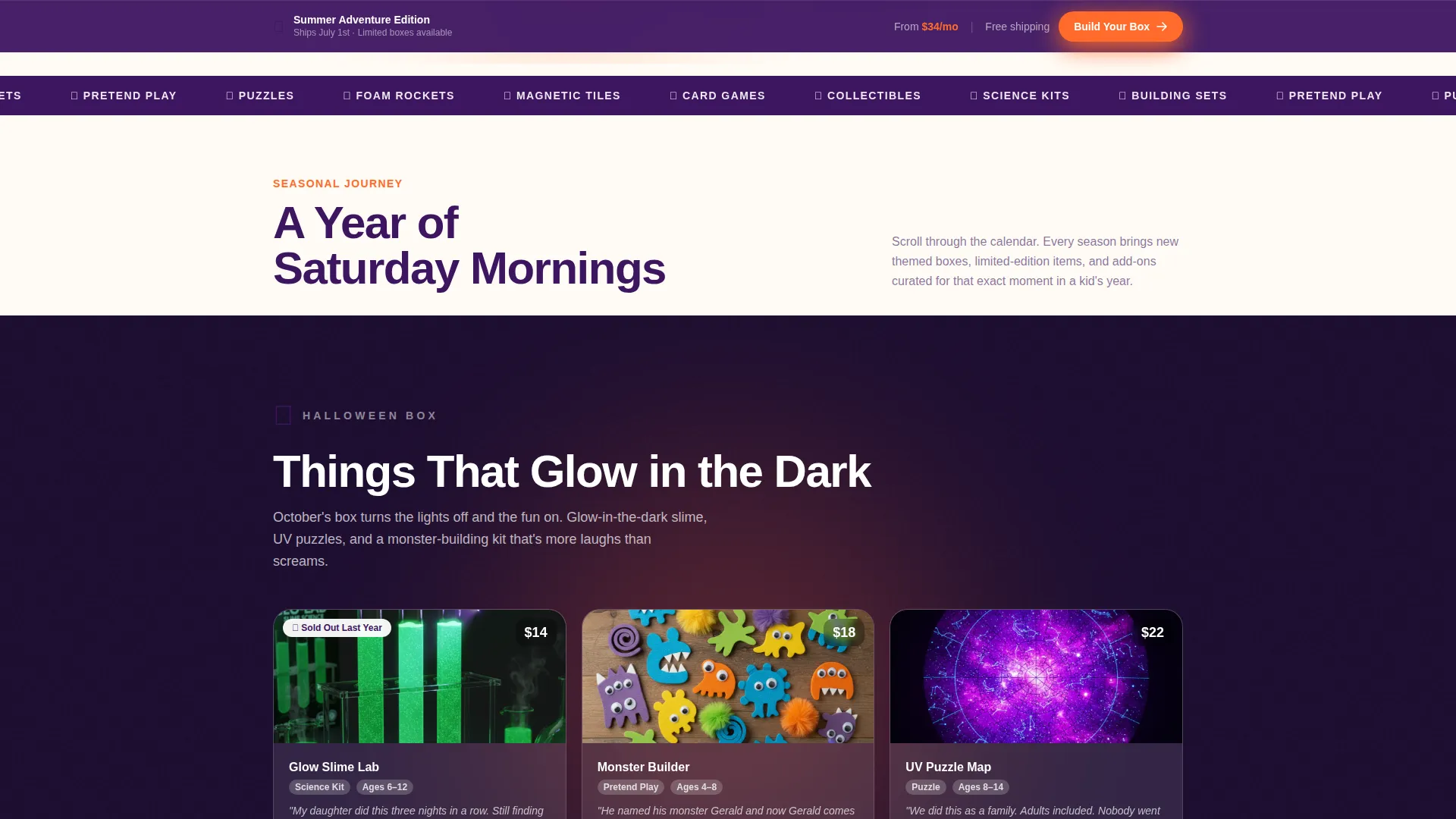 Toys & Games Subscription Box Landing Page Template