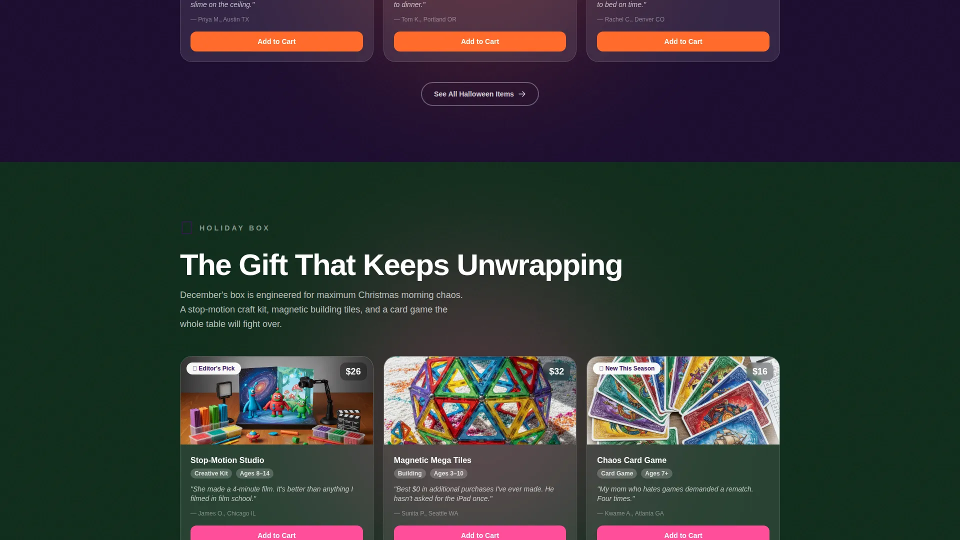 Toys & Games Subscription Box Landing Page Template