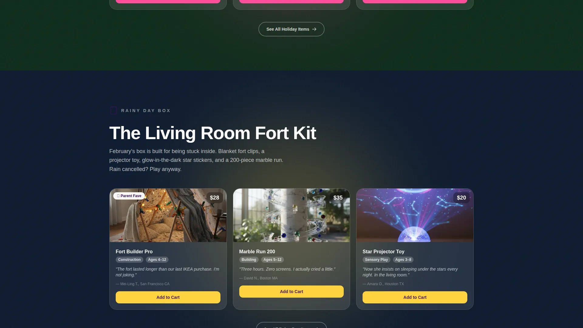 Toys & Games Subscription Box Landing Page Template