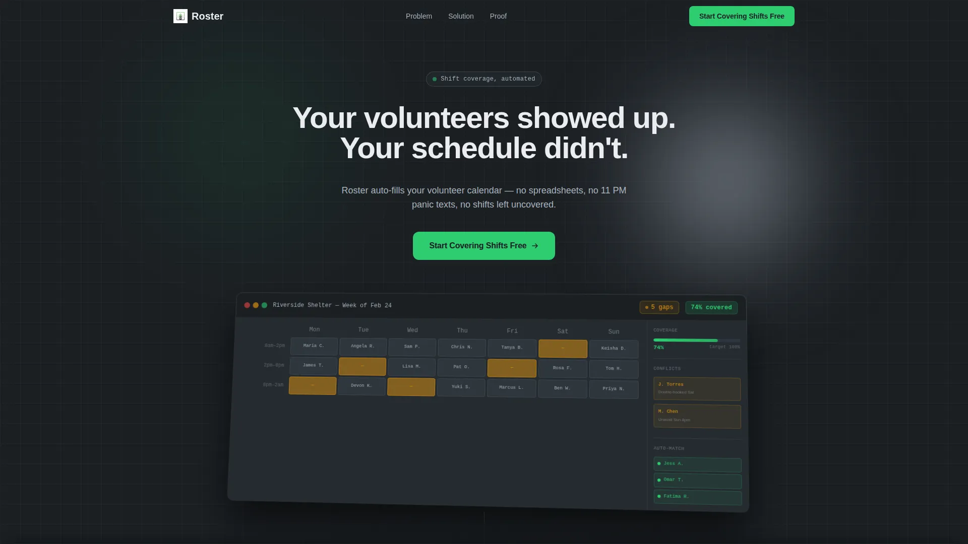 Nonprofit Staff Scheduling Landing Page Template