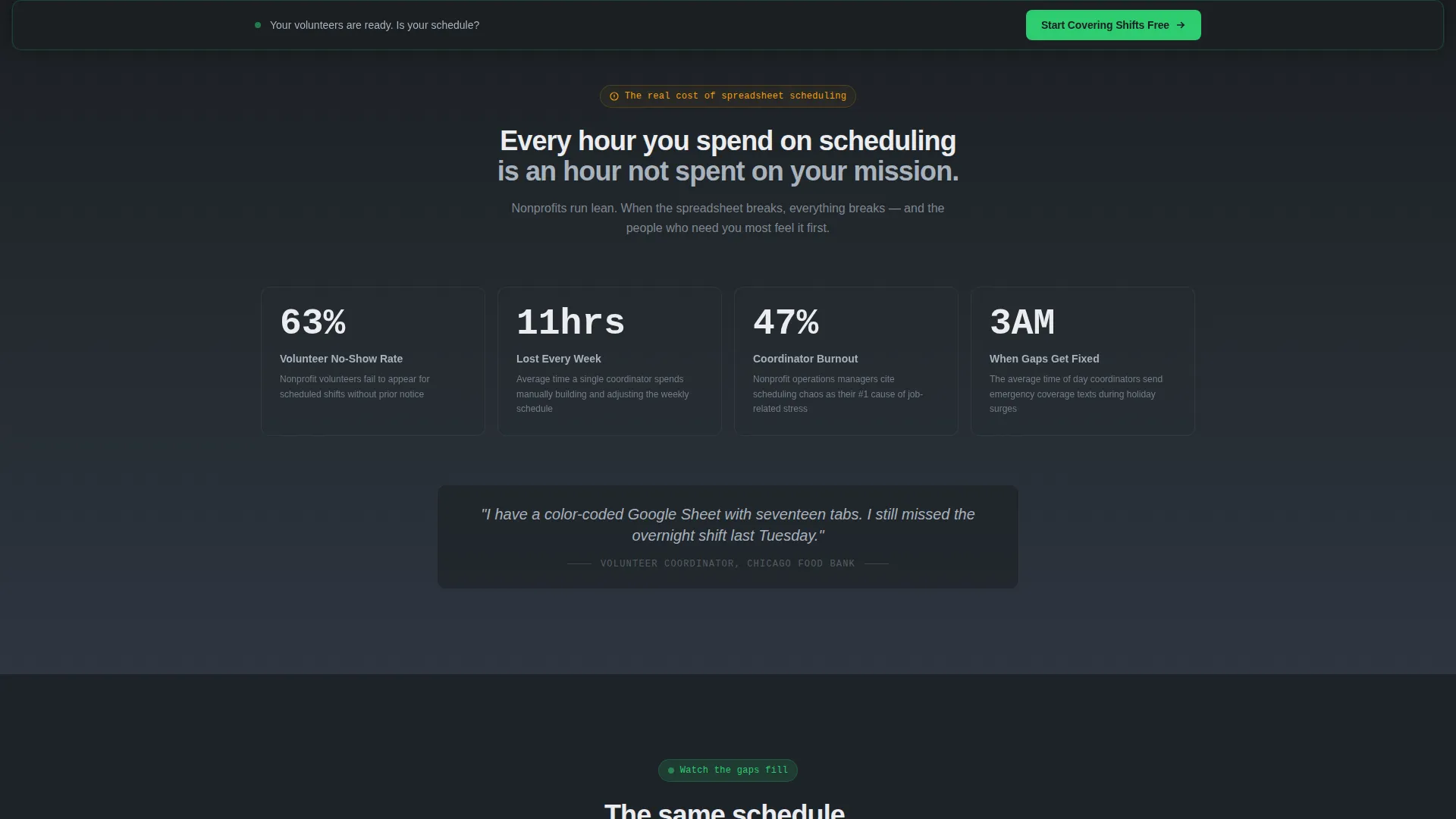 Nonprofit Staff Scheduling Landing Page Template