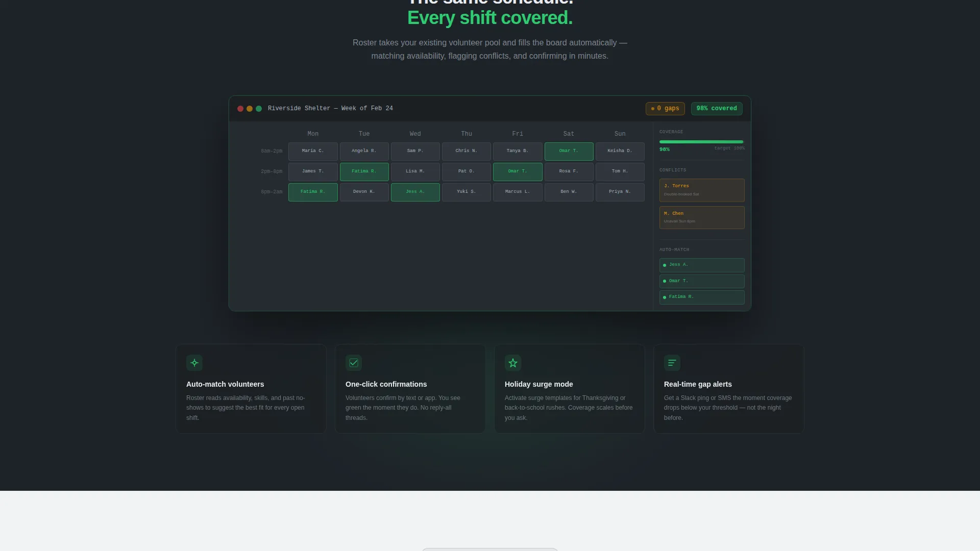 Nonprofit Staff Scheduling Landing Page Template