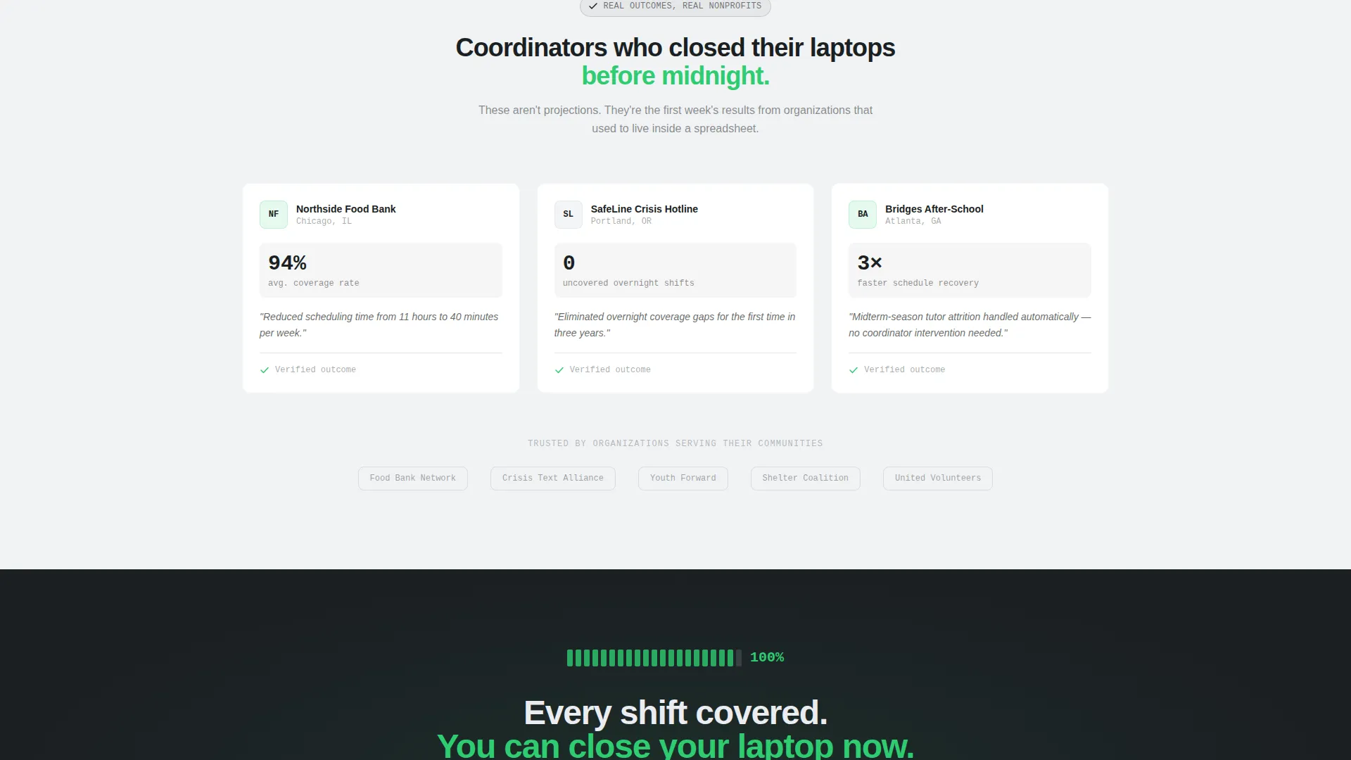 Nonprofit Staff Scheduling Landing Page Template