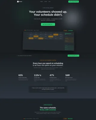 Nonprofit Staff Scheduling Landing Page Template