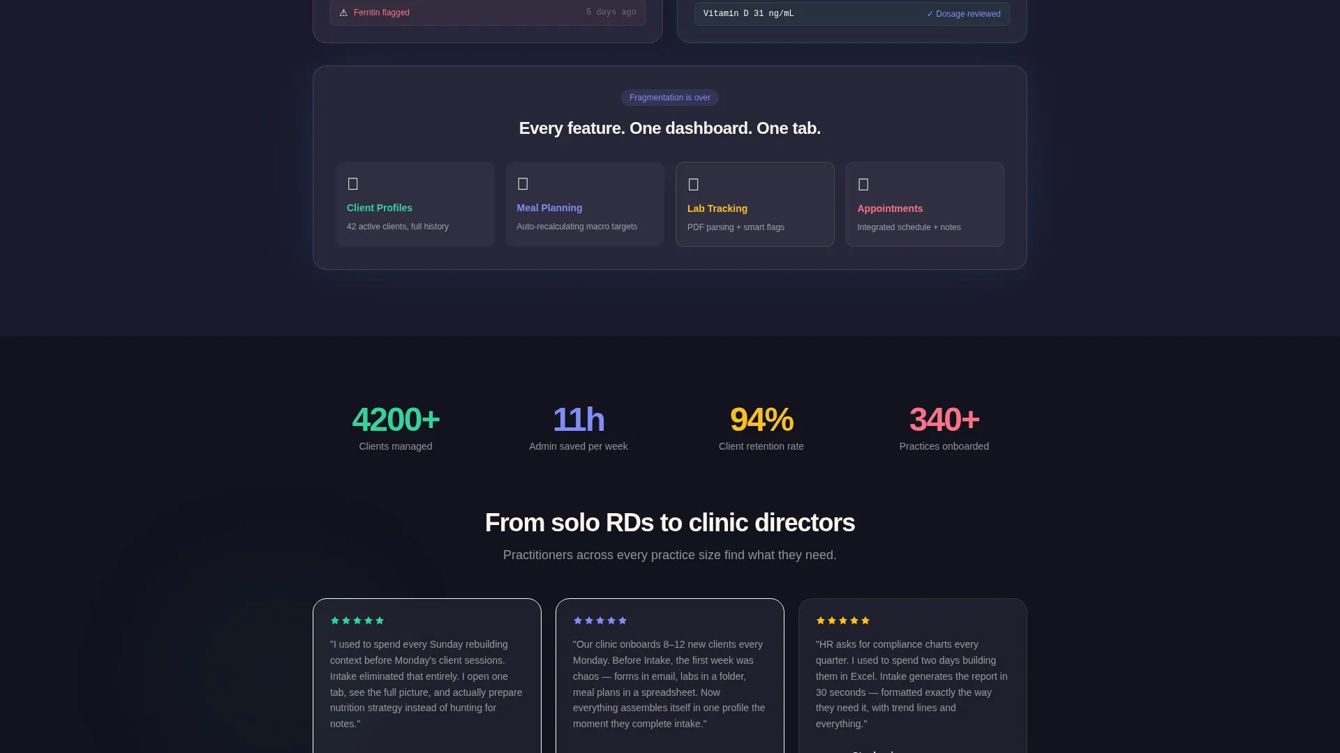 Nutrition Vertical SaaS Professional Website Template
