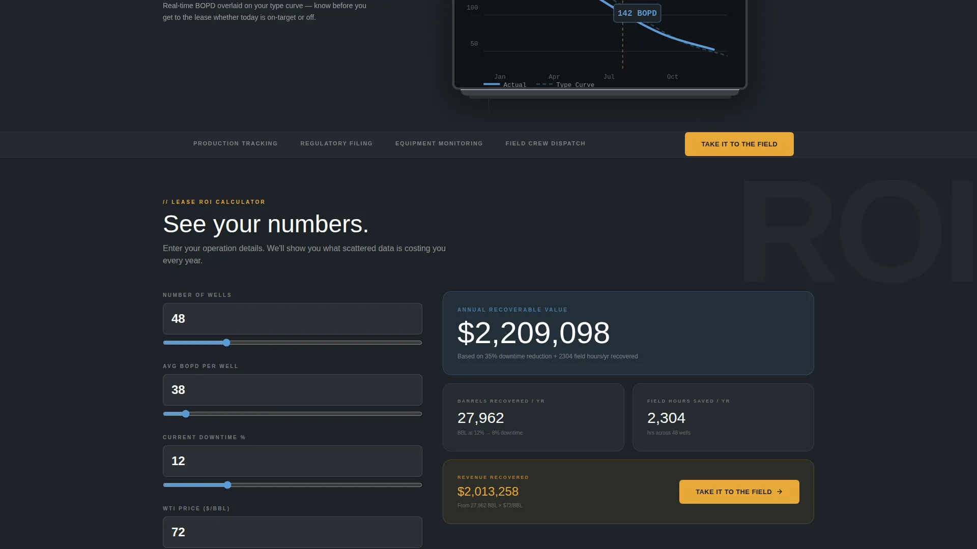 Oil Field Management Software Landing Page Template