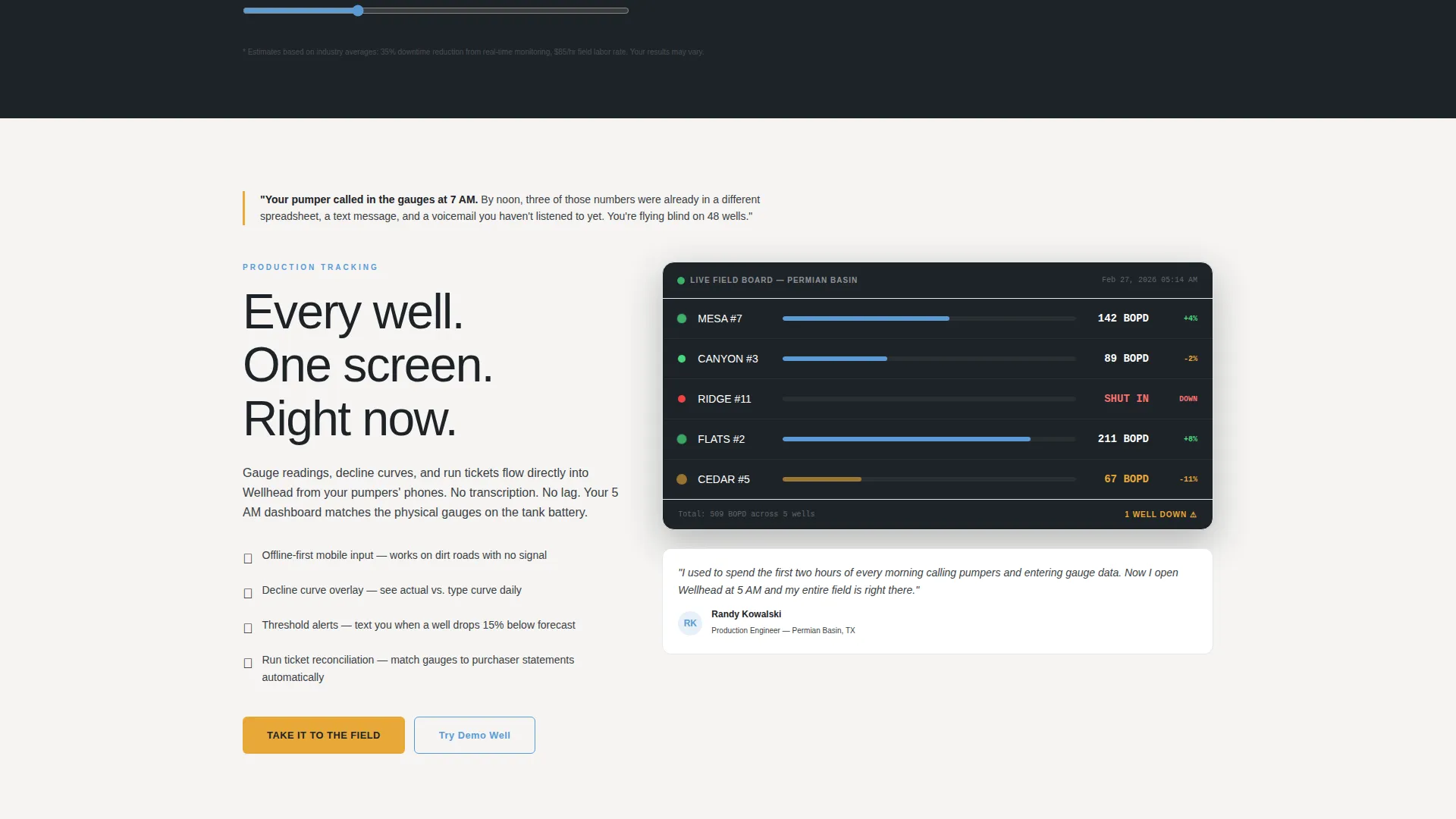 Oil Field Management Software Landing Page Template