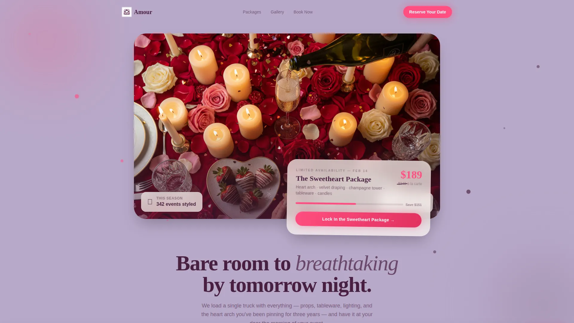 Valentine's Day Party Rental Landing Page Template
